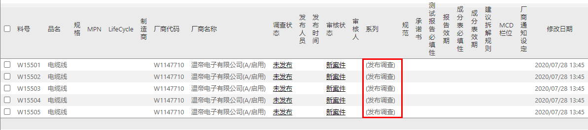 系列名称发布调查