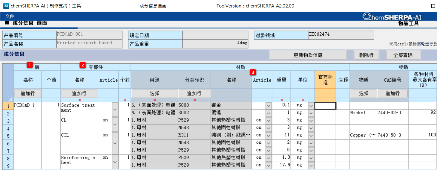 chemSHERPA暂用选项图